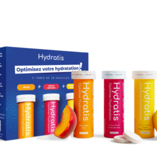 Image sur HYDRATIS - 3 tubes de 10 pastilles PECHE, CITRON et FRUITS DES BOIS 